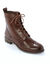 Bottines montantes doubl&eacute;es &agrave; lacets en cuir fleuri (chocolat)