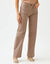 Broek in twill, ruim model met hoge taille, kleine lengte (taupe)