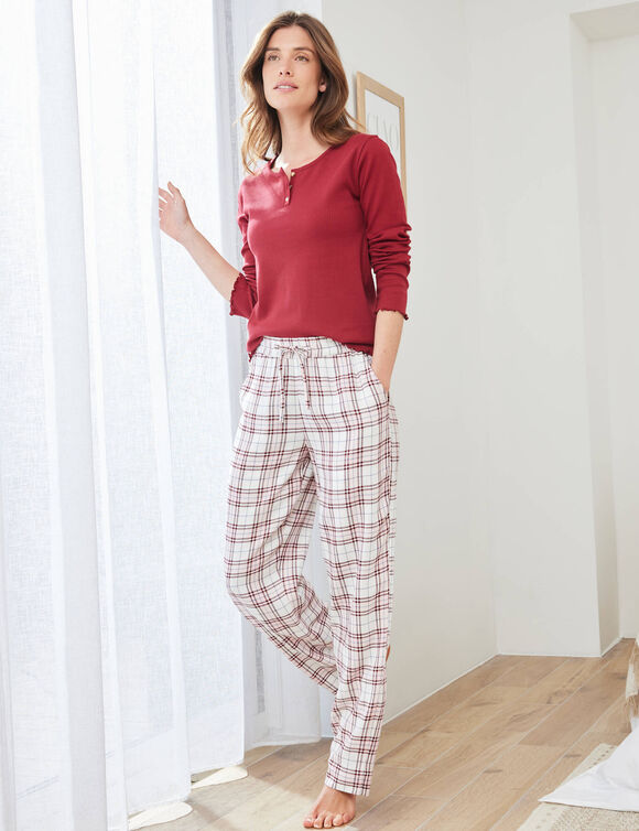 Tee-shirt pyjama manches longues (bordeaux)