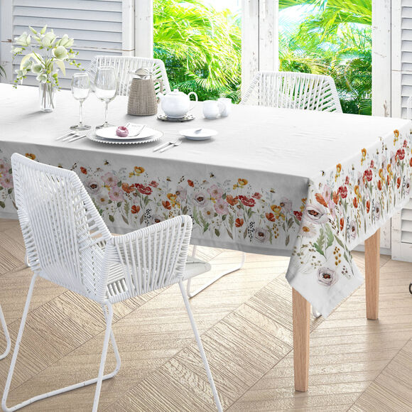 Nappe antitache imprimé floral (blanc / vert)