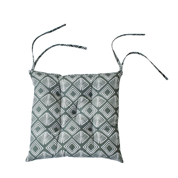 Galette de chaise imprimé géométrique - lot de 2 (kaki / blanc)