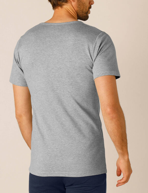 T-shirt sous-v&ecirc;tement homme col rond manches courtes chaleur douce - lot de 2 (gris chin&eacute;)