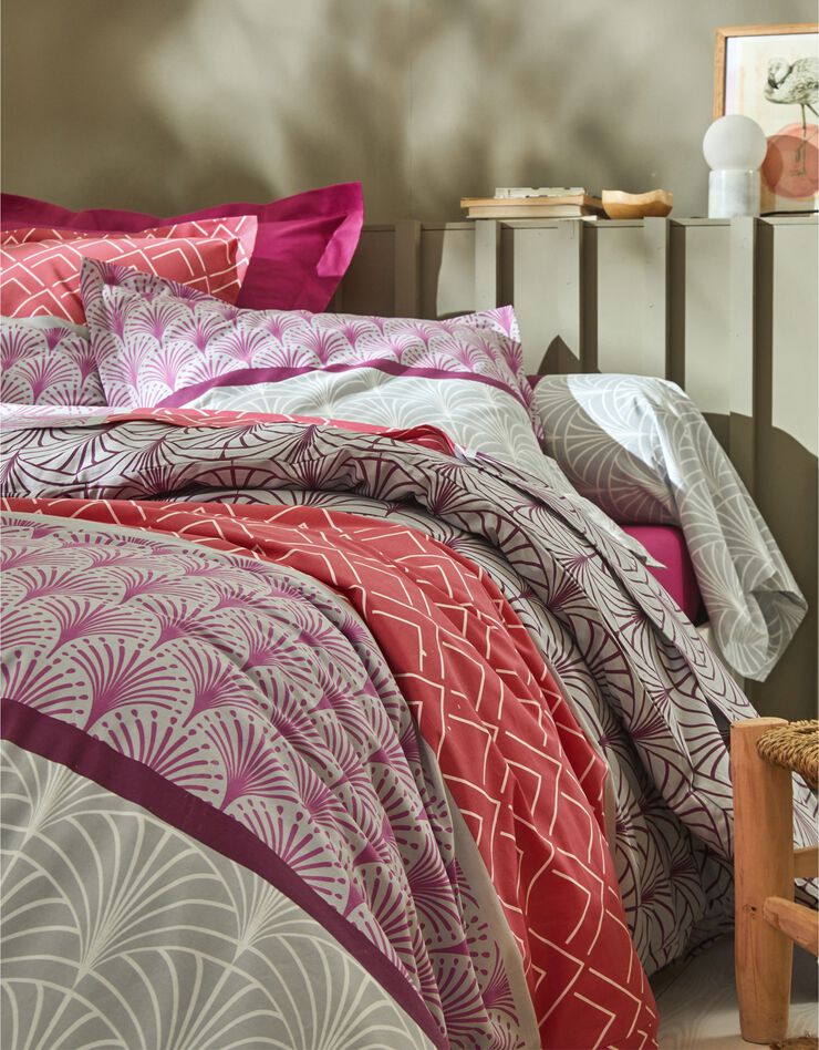 Linge de lit Eddy en coton à motifs graphiques, prune Linge de lit Eddy en coton à motifs graphiques, prune, hi-res image number 5