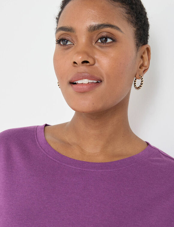 T-shirt volume loose manches 3/4 (violet)