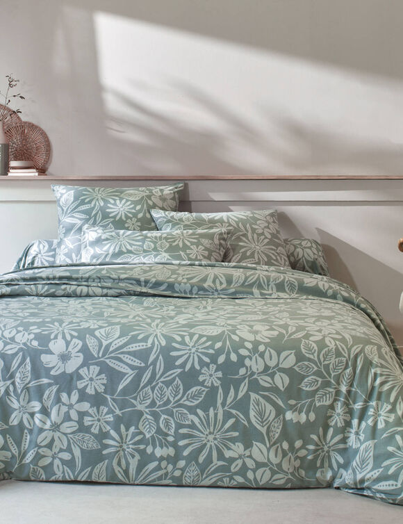 Bedlinnen Céline, in flanel met bloemenprint (eucalyptus)