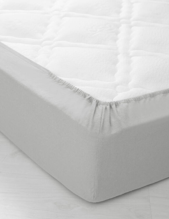 Drap-housse uni flanelle bonnets 32 cm (parelgrijs)
