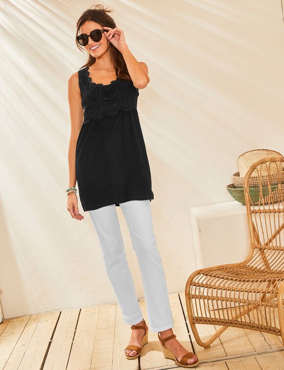 Tunique plastron macramé (noir)