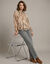 Blouse met ruches in pofmouwen, van stof met python bedrukking (beige)