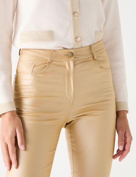 Pantalon fuselé enduit ultra stretch (doré)
