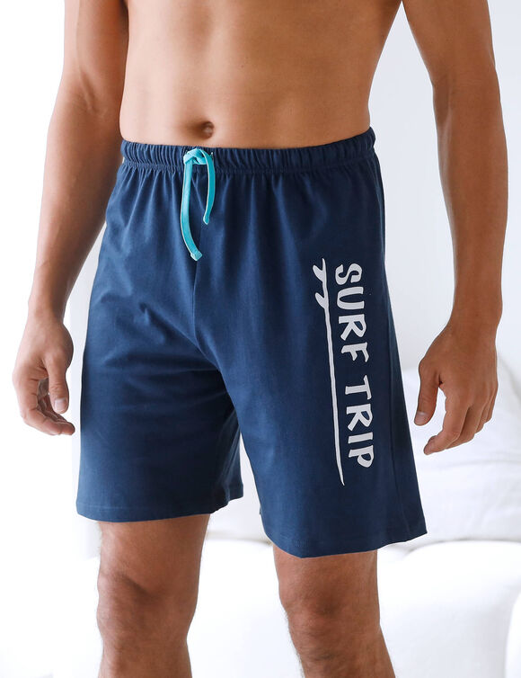 Pyjamashort in katoen, marineblauw (marine / aqua)