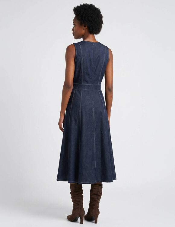 Robe longue &eacute;vas&eacute;e &agrave; godets, en jean brut (brut)