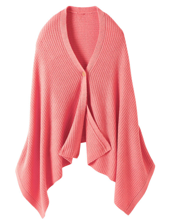 Poncho couvre-&eacute;paules en maille (corail gris&eacute;)