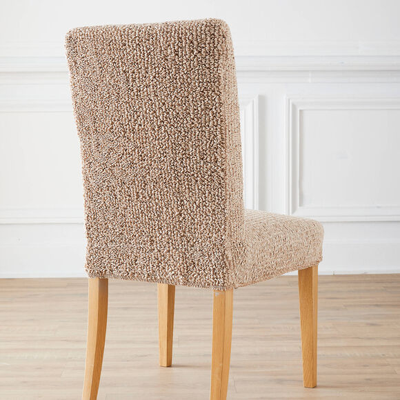 Housse microfibre bi-extensible gaufrée spéciale chaise  (beige)