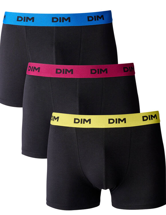 Boxer Mix And Colors DIM - lot de 3  (noir + bordeaux + jaune)