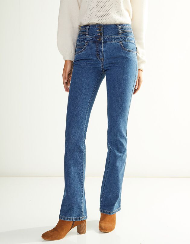 Jean coupe bootcut taille haute stretch - entrej. 78 cm (stone)