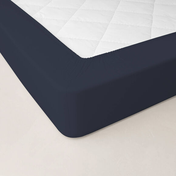 Hoeslaken van katoenbatist, 72 draden/cm&sup2; - hoek 40 cm (inktblauw)