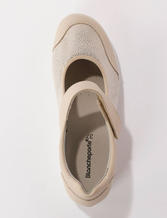 Babies tr&egrave;s grande largeur, en cuir avec empi&egrave;cements extensibles (beige)