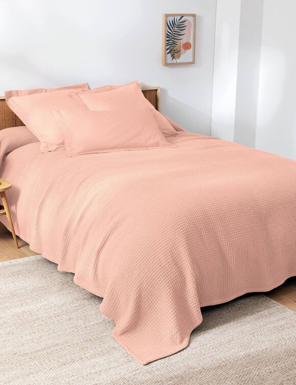 Couverture climatisante nid d'abeille 350 g/m&sup2; (rose poudr&eacute;)
