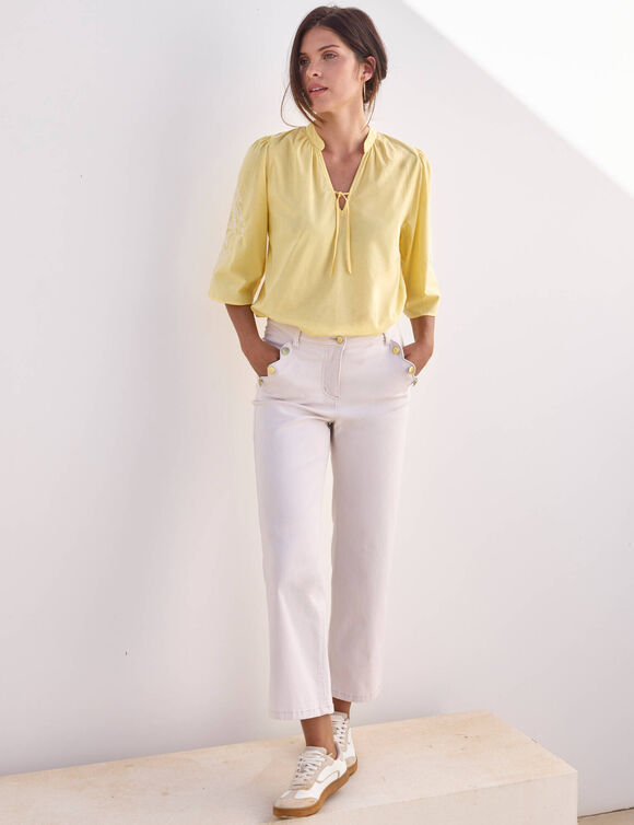 Pantalon coupe droite 7/8ème (écru)