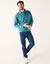 Sweat chaud col polo brod&eacute; poitrine maille c&ocirc;tel&eacute;e (bleu oc&eacute;an)