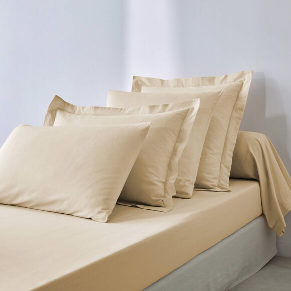 Drap-housse uni coton bonnet 32 cm (sable)