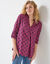 Blouse col tunisien imprimé pois, crêpe (violine / noir)