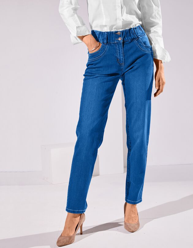 Jean mom taille élastiquée stretch (stone)