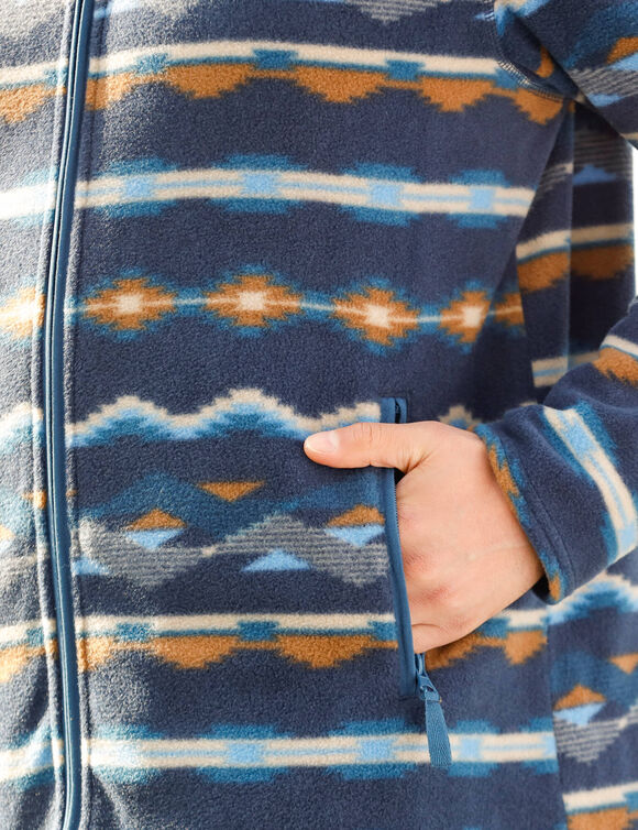 Bedrukte blouson met rits, in microfleece (blauw / beige)