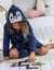 Badjas voor kinderen, Pinguïn met kap (blauw)