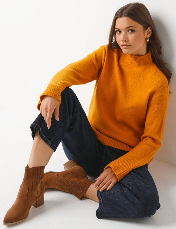 Pull loose col montant, manches larges (jaune)