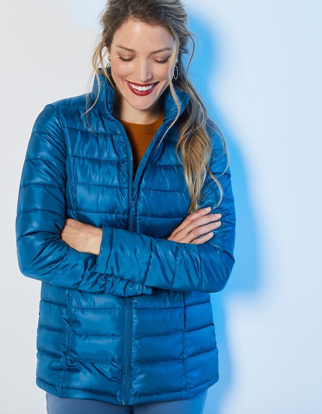 Lichte gewatteerde jas, kort model, inktblauw, hi-res