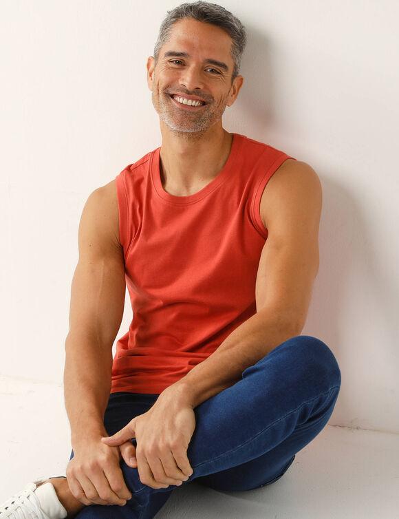 T-shirt col rond sans manches - lot de 3 (corail + vert sauge + kaki)