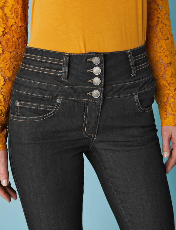 Jeans in bootcutmodel met hoge taille - binnenpijplengte 75 cm (black)