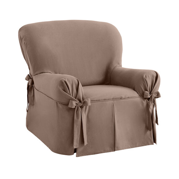 Housse bachette coton uni nouettes fauteuil canapés (taupe)
