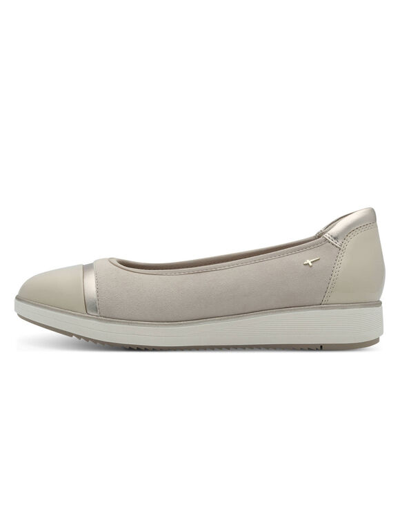 Leren ballerina's met sleehak (beige)