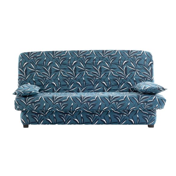 Matelasserde hoes voor clic-clac met bladerenprint (blauw)