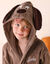 Personaliseerbare badjas voor kinderen met capuchon en hondenmotief, badstof van katoen - 340 g/m&sup2; (chocolade)
