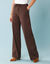 Pantalon large spécial Petites en maille fluide (chocolat)