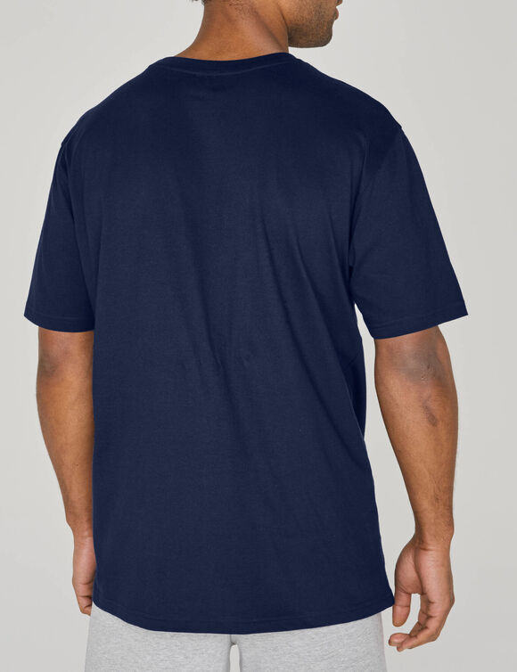 T-shirt met pyjamamotief en strepen, korte mouwen (marine)