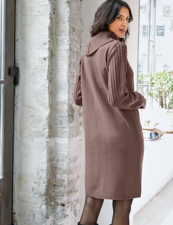 Robe pull maille torsadée (taupe)