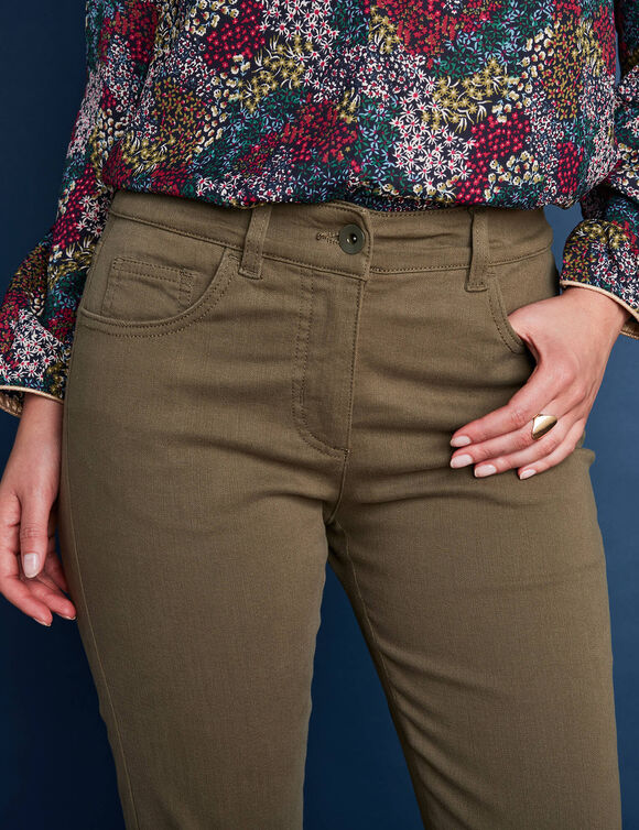 Pantalon droit gainant - grande stature entrej. 78 cm (vert olive)