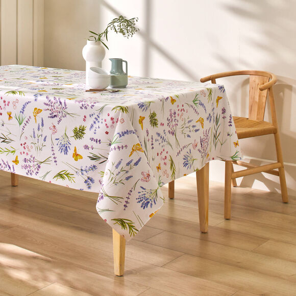 Nappe toile cirée imprimé bucolique (blanc / vert)