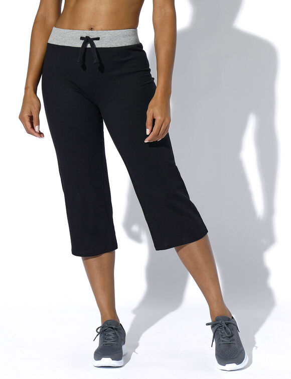 Rechte 3/4-broek in tricot (zwart / chiné grijs)