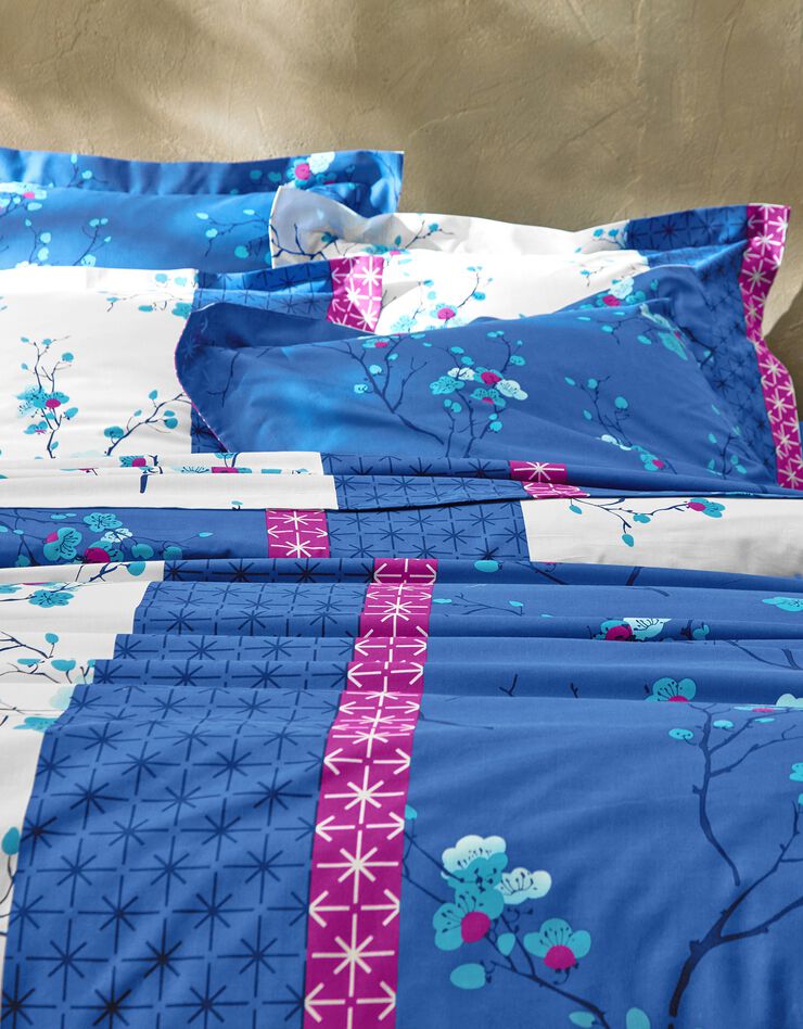 Bedlinnen Kimori - katoen met kersenbloesemprint, blauw Bedlinnen Kimori - katoen met kersenbloesemprint, blauw, hi-res image number 2