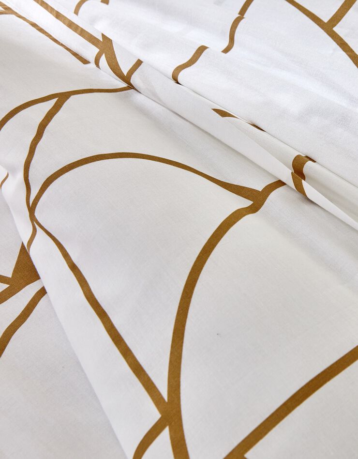 Linge de lit Geoffroy en coton à motifs graphiques (blanc)