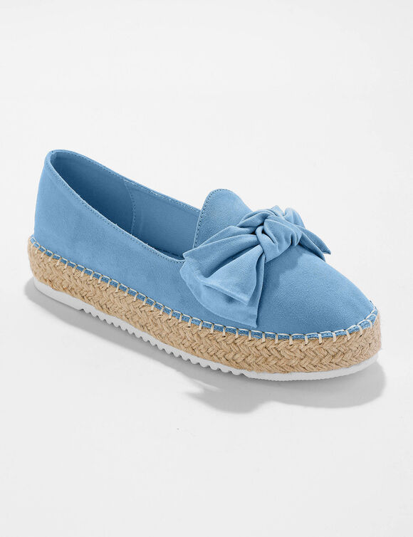 Mocassins espadrilles noeud &agrave; semelle corde crant&eacute;e  (bleu ciel)