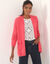 Lang vest in harig tricot (roze)