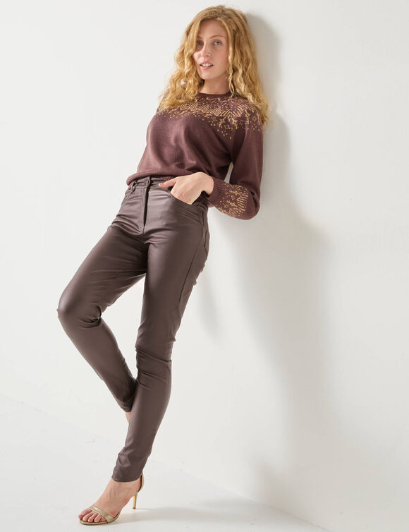 Pull jacquard cuivré (chocolat / cuivre)