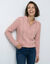 Pull col montant zipp&eacute;, maille torsad&eacute;e (rose poudr&eacute;)