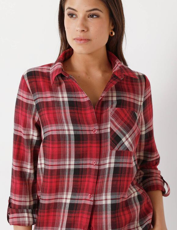 Chemise flanelle à carreaux (prune / rose)